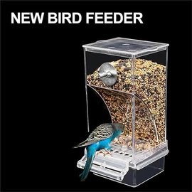 Automatic Bird Feeder,No Mess Bird Feeder,Premium Clear Plastic Bird Feeder for Outside,Bird Feeder Squirrel Proof for Cage, Cockatiel Squirrel Finch Lovebirds Budgies Canary