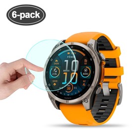Poyiccot Screen Protector Compatible for Garmin Fenix 8 47mm Amoled Accessories, 6Pack 9H Hardness Waterproof Clear Tempered Glass Screen Protector Compatible for Fenix 8 47mm Amoled