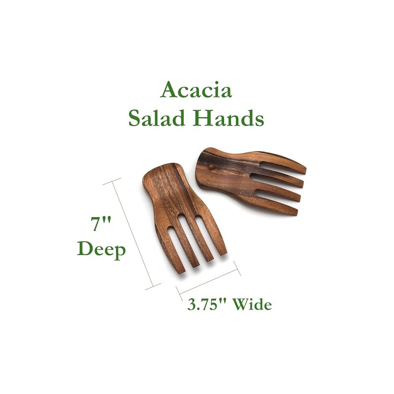 Lipper International Acacia Salad Hands, 3.75" x 7" x 1.88",