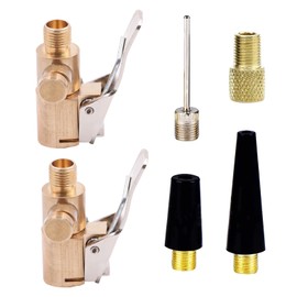 KASESSS 2 Pcs 8mm Tyre Inflator Adaptor, Brass Tyre Valve Air Pump Clip, tyre air chuck adapter, Tyres Inflator Connector, Multifunctional Pump Adapter Suitable for Car Motorcycle Bicycles and Balls