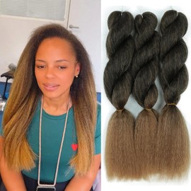 Crochet Vixen Braids Style in 2025 Bundles 16inch Kinky straight Crochet Natural Black Synthetic Fibers for black women Can use 360℉ comb straightener Hair Extension (3, T27)