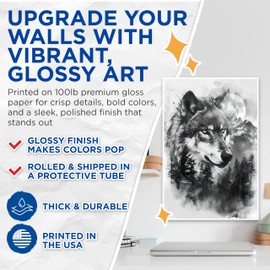 Bliss Monkey Co. Wolf Poster - Black and White Wolf - Mountain Forest Art - 12 x 18 Inch Unframed - Premium 100lb Gloss - Made In USA - BMCP0979