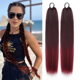 Braided Hair Extension for black women Straight Wrap Around Ponytail Braided Extensions pre Stretched
