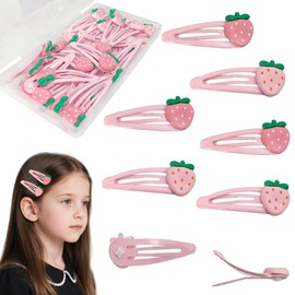 YDDXAQHB 30 pcs Strawberry Hair Clips，Cute Fruit Hair Hairpin Pink Metal Snap Barrettes for Women Girls Sweet Bangs Clip Teens Gifts (Strawberry) (Strawberry hair clip)