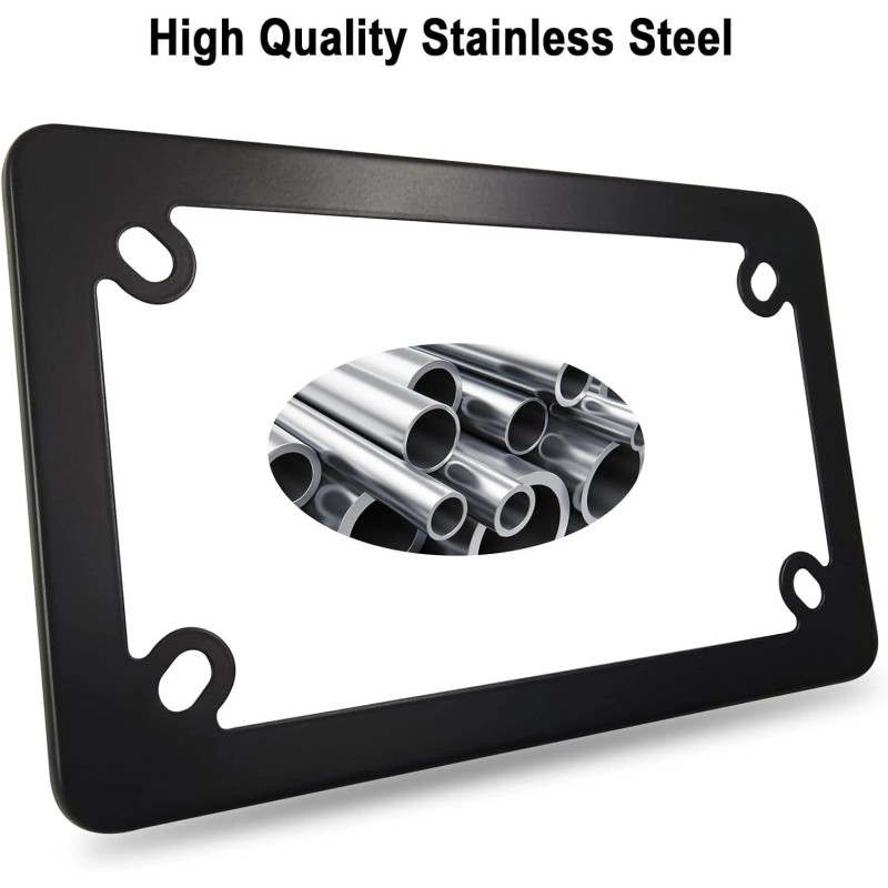 BLVD Matte Black Stainless Steel Motorcycle License Plate Frame Including