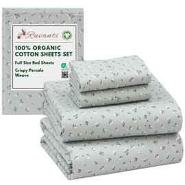 RUVANTI 100% Organic Cotton Sheets Full Size, Percale Weave, GOTS Certified, 4-Piece Set, Deep Pocket 15", Crisp & Breathable, Soft Durable Bedding, Sábanas Algodón Orgánico – Bud Club