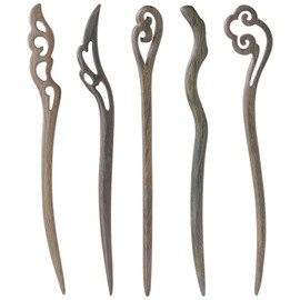 Pack of 5 Wooden Hair Sticks, Vintage Chinese Hairpin, Retro Hair Sticks, Chinese Style Hair Sticks, Women Hair Sticks, Wooden Hair Clips, for Women and Girls (Green Sandalwood)