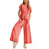 Antnation Womens 2 Piece Smocked Top Wide-Leg Pants Set High-Waisted