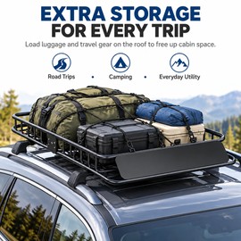Roof Rack Cargo Basket for SUVs & Trucks – 200 lb Capacity Rooftop Carrier for Travel and Extra Storage