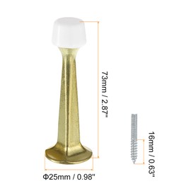 sourcing map Door Stoppers, 2Pcs - Zinc Alloy Solid Rigid Door Stop with Screws & Expansion Tube, Door Stopper with Soft Rubber Tip for Protect Wall, Door (Gold)