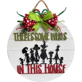 2024 Funny Christmas Wreath Xmas Decorations Winter Wreaths Wood Sign Round Wooden Hanging Decoration for Christmas Holiday Door Wall Indoor Outdoor