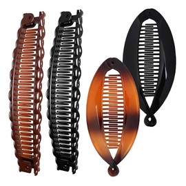 4 Stück Bananenspange Haare, Banana Clip Dickes Haar, Bananen Haarspangen Damen, Groß Banana Hair Clip, Vintage Fischschwanz Haarspange, Französische Bananen Klammer, für Lockiges Oder Glattes Haa