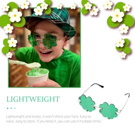 YUELUQU Vintage Fashion Funny Festival Sunglasses Metal Frameless Women Mens Punk Party Glasses（clover）