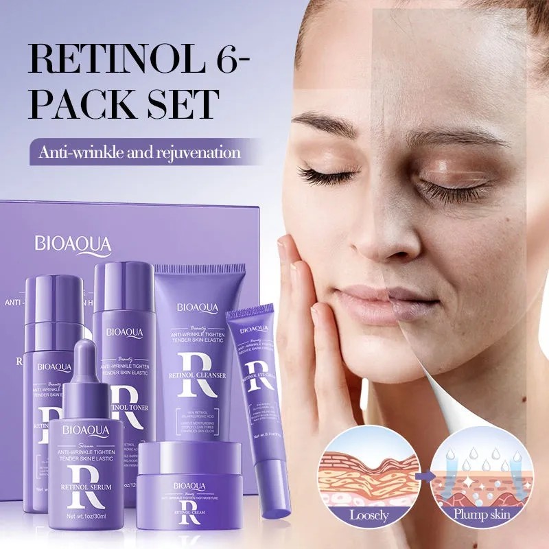 Kit Facial Retinol Antienvejecimiento Vitamina A Bioaqua 6 En 1