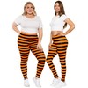 Women's Oh So Soft Leggings Black and Orange Stripes 3X