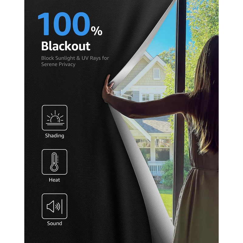 Sumobaby Blackout Curtains Portable 19"x48",No Drill Blackout Shades with Heat-resistant