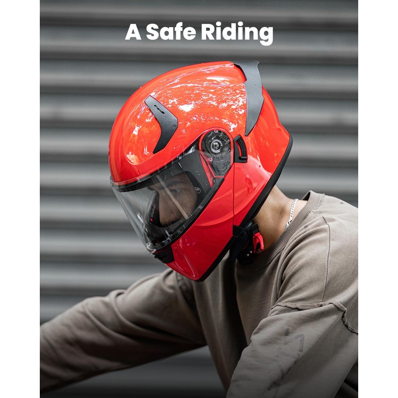 ILM Adult Motorcycle Helmet Dual Visor Flip up Modular Full