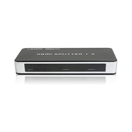HDGear HSP0102B - 1x2 HDMI Splitter with Integrated Signal Amplifier incl. Power Supply and Manual 1x HDMI A Female (In) to 2x HDMI A Female (Out) Colour: Black/Silver