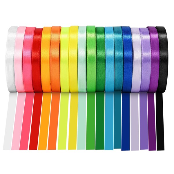 Satin Ribbon, Tapsin 18 Colours Gift Ribbon 10 mm x