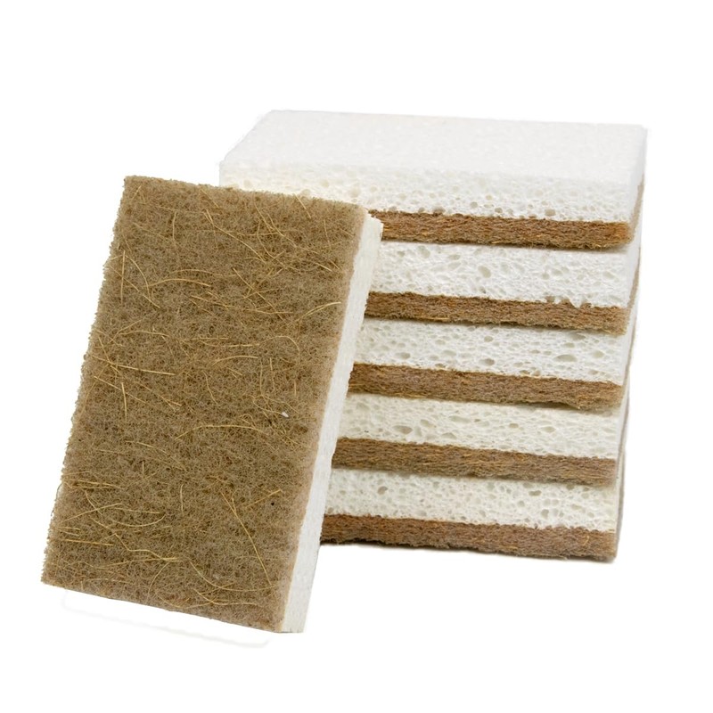 CELOX 6 Pack Coconut Fiber Biodegradable Sponges, Non Scratch Kitchen