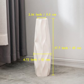 Large Floor Ceramic Vase 17.7 Inches Tall,White Modern Flower Tall Vases For Office, Home,Farmhouse,Living Room Décor,Simple Origami Design Fall Decorative Porcelain flower Arrangement Vase Ideal Gift