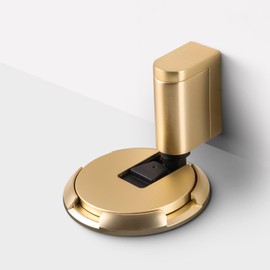 Yagman 1 Pack Windproof Door Stoppers Adjustable Bottom of Door Holder No Drilling Heavy Duty Mechanical Floor Door Stop with Screws and Adhesive Brushed Gold 87006-BG-1