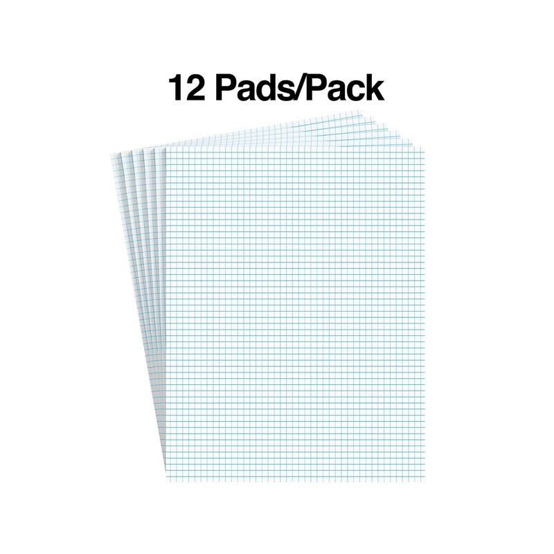 Staples Notepads, 8.5" x 11", Graph Ruled, White, 50 Sheets/Pad,