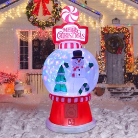 MUMTOP 8FT Snowglobe Inflatable Christmas-Christmas Inflatables Outdoor Decorations - Snowman and Christmas Tree Christmas Inflatable with Led Lights for Outdoor Party Garden Decoration