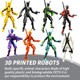 T13 Action Figure Set (Assembly Completed), 3D Printed Multi-Jointed, Titan 13 Action Figures, Multi-Articular Lucky Mobile Robot Nova T-13,Desktop Decorations for Game Lovers Toys (Black Red Green)