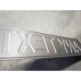 European License Plate - ANY TEXT, EMBOSSED - CAUTION YELLOW & BLACK TEXT