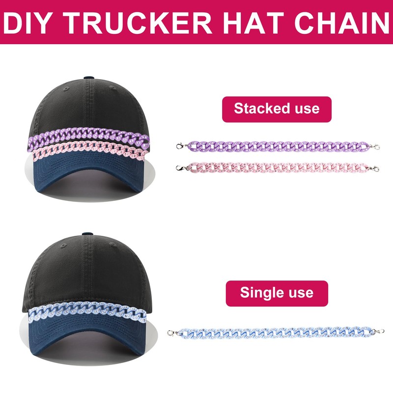 Qoncosy 12 Pack Rhinestone Trucker Hat Chains for Women Men,