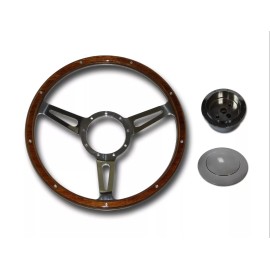 ACC 14" Billet Woody Rivet Custom Steering Wheel Hub & Horn Button Street Hot Rod