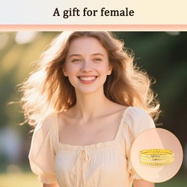 Gold Bangles for Women Girls Stackable Indian Bracelets to Women Girls Bohemian Bracelets Stretch Bracelet Set for 6 Bangle Bracelet