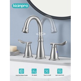 Kicimpro 3 Hole Bathroom Faucet with Pop -Up Drain for Bayh, RV, Camper (Brushed Nickel)