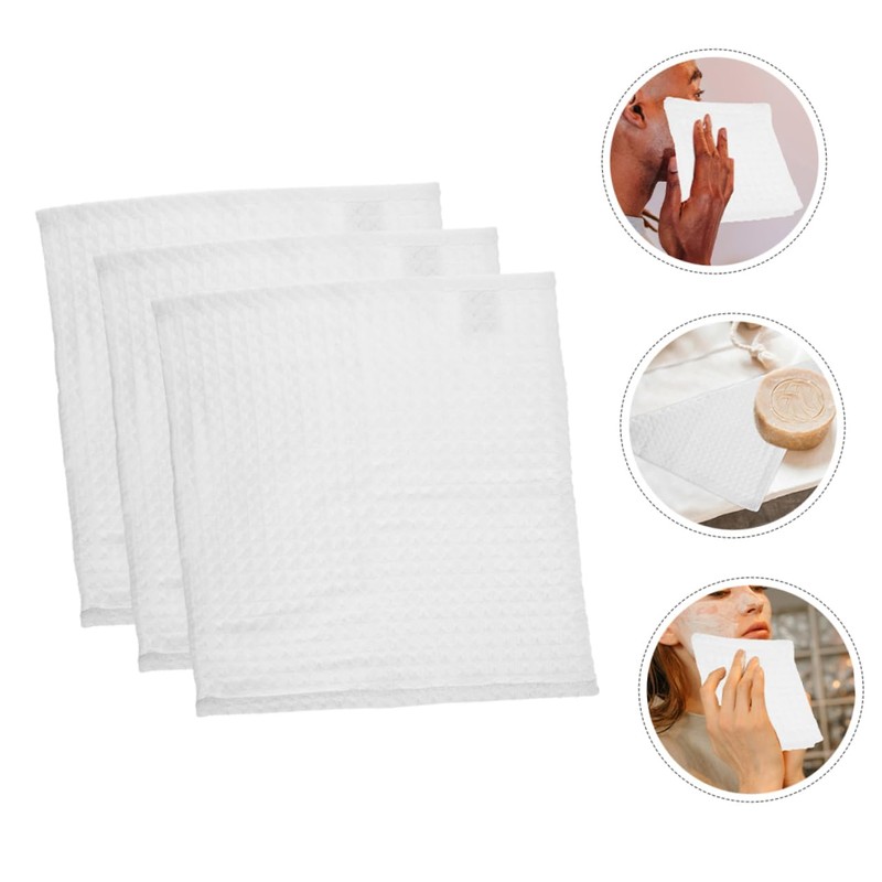 BIUDECO 3pcs Reusable Waffle Square Towel Face Washcloths Cotton Washcloths