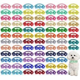 80 Pcs Dog Bowtie Flower Dog Collar Girl Dog Accessories Adjustable Girl Puppy Collars Cat Bow Tie Dog Flower with Diamond Crystal for Dogs Cats Pet Summer Birthday Party Christmas Wedding Supplies