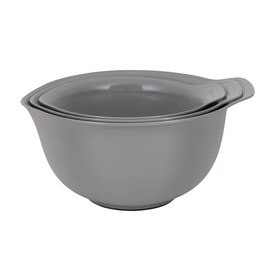 KitchenAid Universal Nesting Plastic Mixing Bowls, Set Of 3, 2.5 quart, 3.5 quart, 4.5 quart, Non Slip Base with Easy Pour Spout to Reduce Mess, Dishwasher Safe, Gray