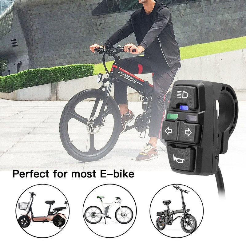 3-In-1 E-bike Headlight Turn Light Horn Switch Electric Scooter Handlebar