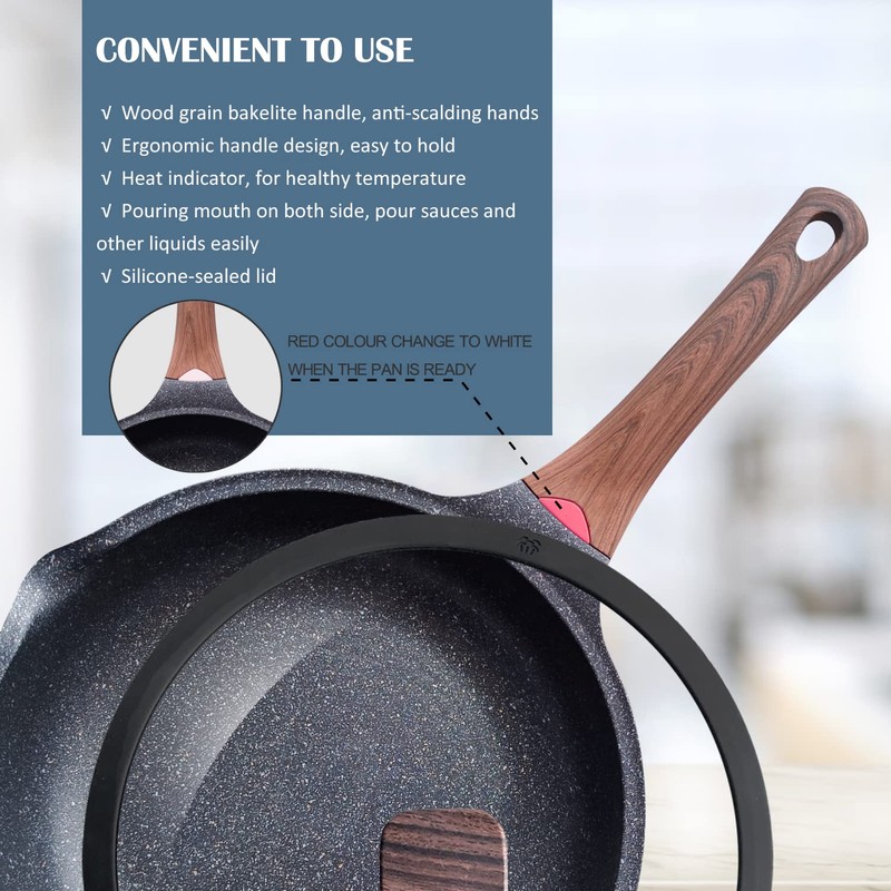 Vinchef Nonstick Deep Frying Pan Saute Pan with Lid, 12in/5.5Qt