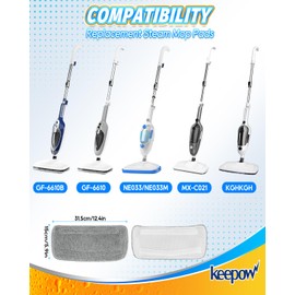 KEEPOW Steam Mop Pads Compatible with Mxnsewr Steam Mop, Compatible with GorFanty Steamer Mop GF-6610B/GF-6610, Fit for Neugo Steam Mops NE033, 4 Pack Spiral Microfiber Steam Mop Replacement Pads