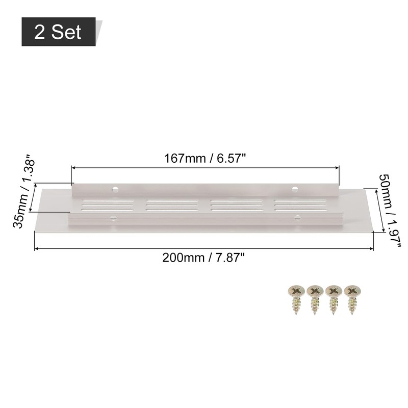 sourcing map 2Pcs Rectangle Ventilation Grille Aluminum Alloy Mesh Air