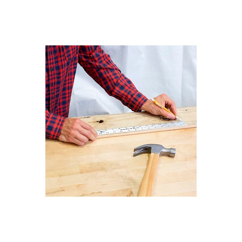 Mayes Hard Aluminum Ruler, 12 x 1-1/4 Inches