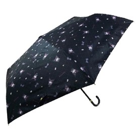 Sanrio Folding Umbrella, 19.7 inches (50 cm), Rain or Shine, Manual Umbrella, UV Protection, 99.9% RPJ Set, Sekizawa Folding Umbrella, black chromi