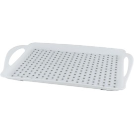 MDLUU Bandeja antideslizante para servir con asas, plato para servir alimentos, juego de 2, color blanco