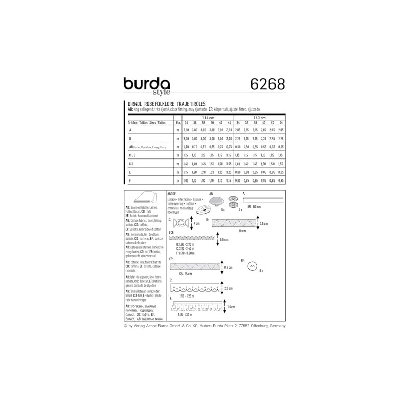 Burda Style Sewing Pattern 6268 - Misses Dirndl Style Sweater