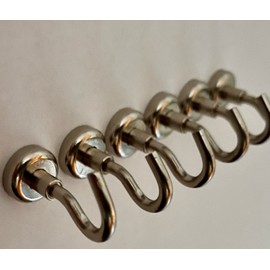 6 Magnetic Hooks 22lbs | Strong Neodymium Magnets | Heavy Duty | High Quality Nickel Coated