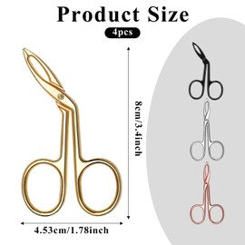 4 Pieces Eyebrow Tweezers Scissor Handle Flat Straight Tip Brow Scissors Remover Slanted Tip Facial Hair Eyebrows Stainless Steel Eyebrow Facial Remover Brow Tweezers for Women Men