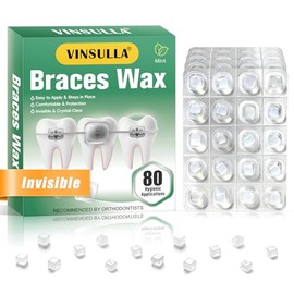 VINSULLA Cera transparente para ortodoncia - 80 unidades de puntos de cera dental de larga duración y fuerte adhesión, empaquetados individualmente para un cuidado bucal portátil, menta (paquete de 4)
