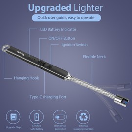 Futratrix Electronic Candle Lighter Arc Windproof Flameless USB Rechargeable Electric Lighter (1 Pack - Champagne Gold)