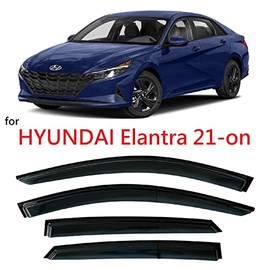 Tinted Tape-On Side Window Vent Visor Deflectors Rain Guards Compatible with Hyundai Elantra 2021 2022 SE SEL N Line Limited Hybrid Blue